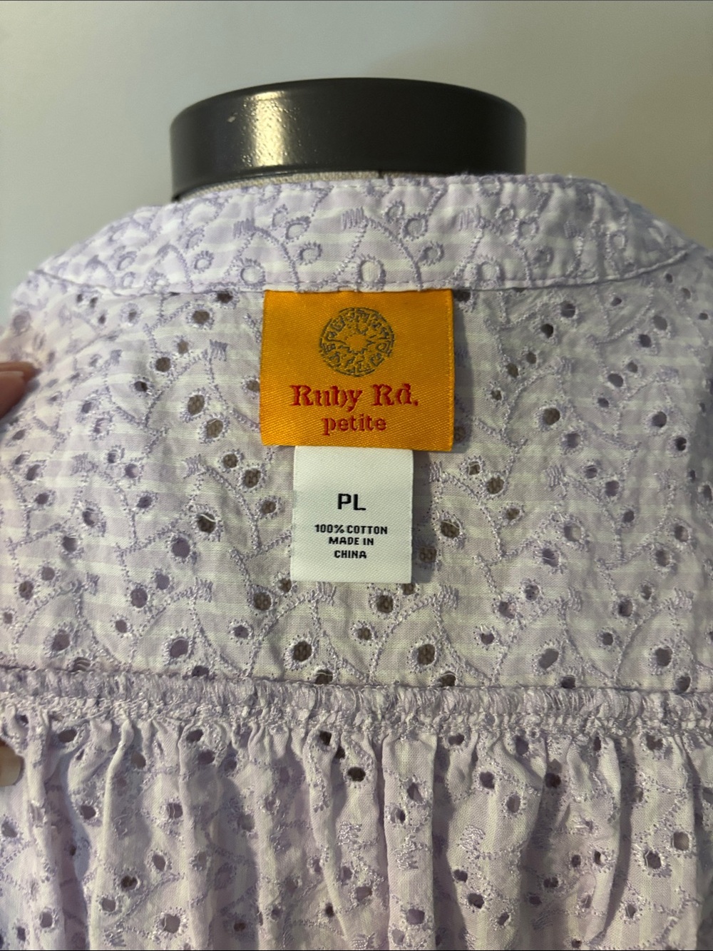Ruby Rd. Lavender Eyelet Button-Down Top - Picture 3 of 3